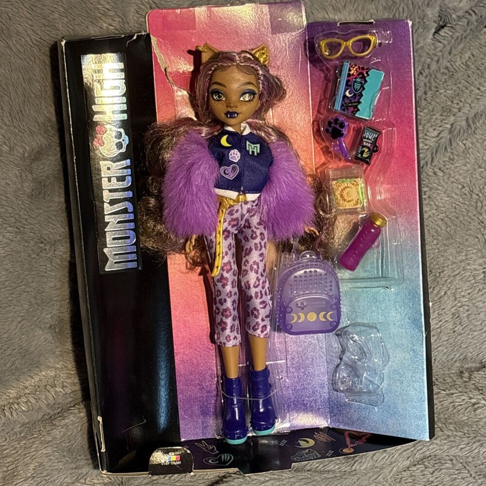 Monster High Clawdeen Wolf Doll Purple Hair Fashion Accessories No Pet NEW Open